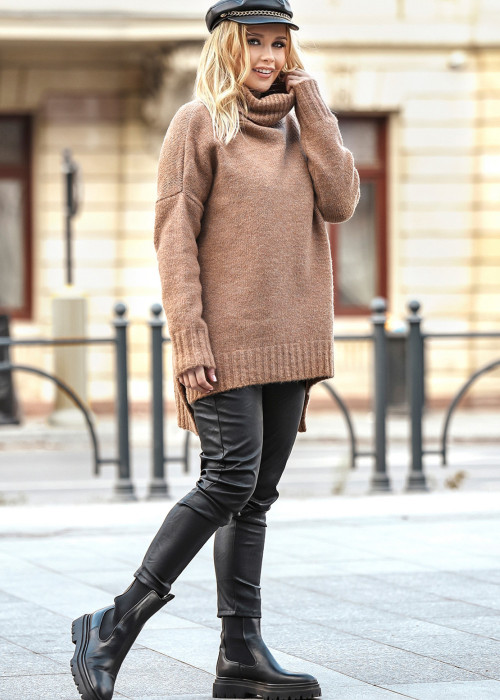 SWETER Z GOLFEM ANNA - latte